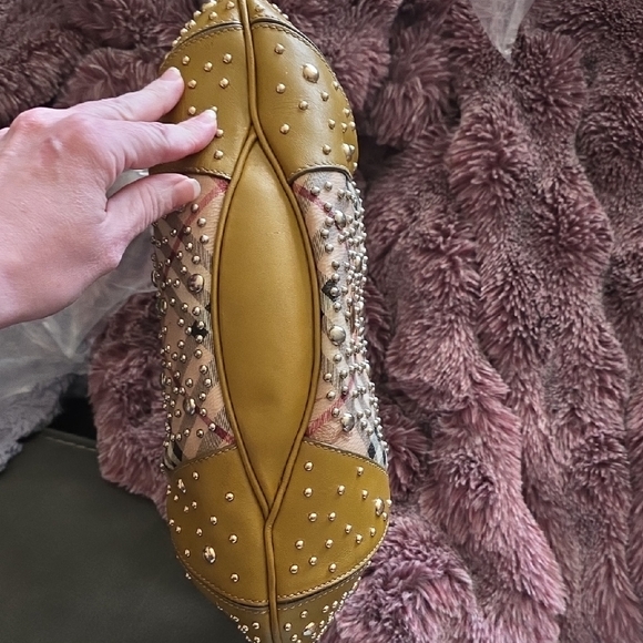 Burberry Mustard and Plaid Studded Shoulder Bag - Picture 7 of 15